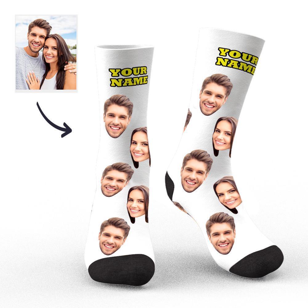 Benutzerdefinierte Socken Gesichtssocken Fotosocken mit Ihrem Text 3D-Vorschau Bunte Socken