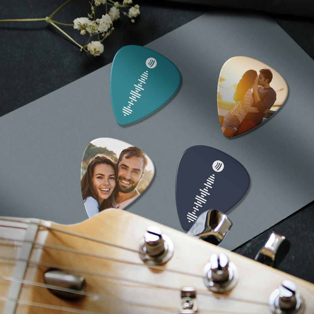 Scannbare Spotify Code Gitarre Plektrum, Foto Engraved Music Song Gitarre Plektrum 12 Stück