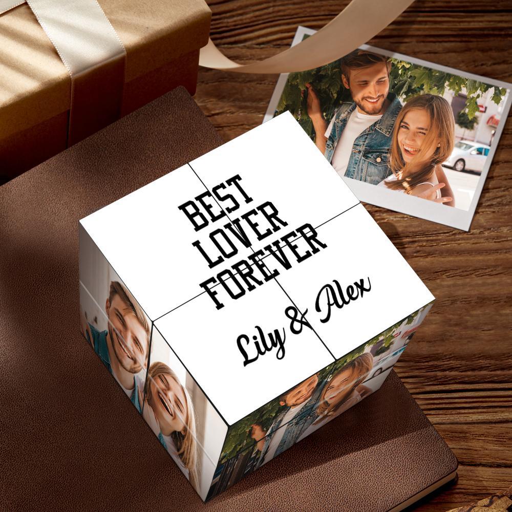 Custom rubics Cube Bilderrahmen Multi Photo Best Lover Forever Individuelle Fotos Und Namensgeschenke Für Paare 7*7*7cm - soufeelde