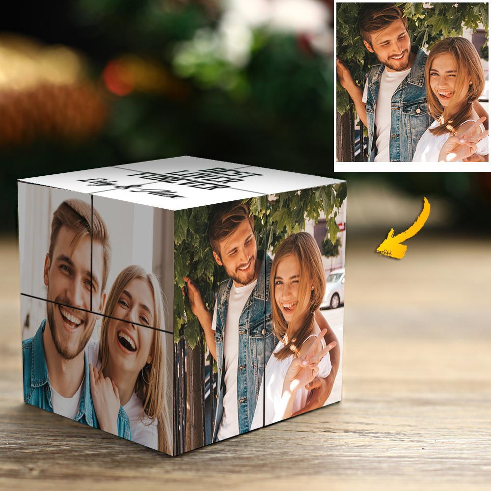 Custom rubics Cube Bilderrahmen Multi Photo Best Lover Forever Individuelle Fotos Und Namensgeschenke Für Paare 7*7*7cm - soufeelde