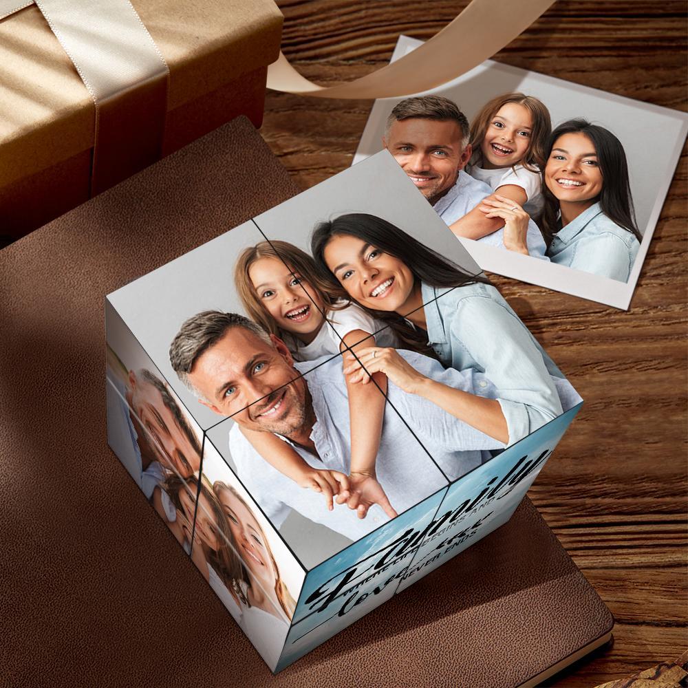 Kundenspezifischer Foto-rubic-würfel-fotorahmen Multi-foto-geschenke Für Die Familie Zusammen Stellen Wir Einen Familien-rubic-würfel Her - soufeelde