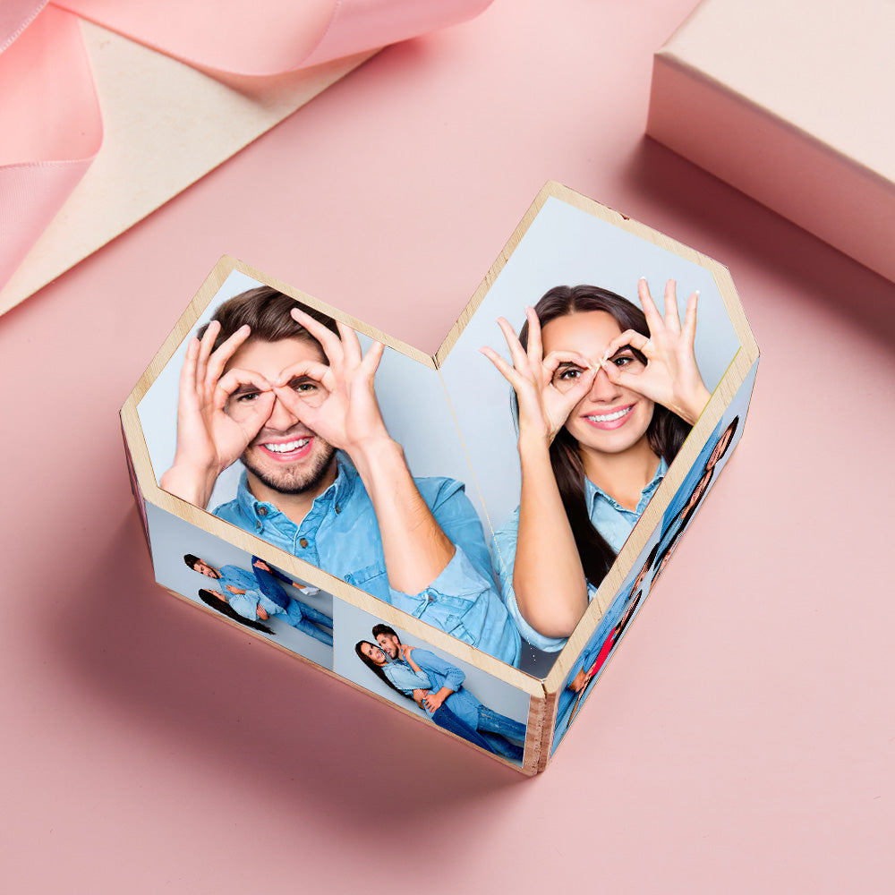 Personalisiertes Herz Aus Holz Foto Rubic's Cube Home Ornament Rubic's Cube Geschenk Für Paare - soufeelde