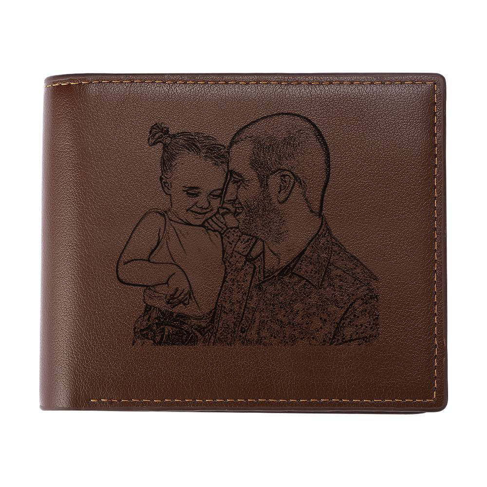 Sonderangebote -Vatertags Geschenke Kundenspezifische Foto Gravierte Brieftasche