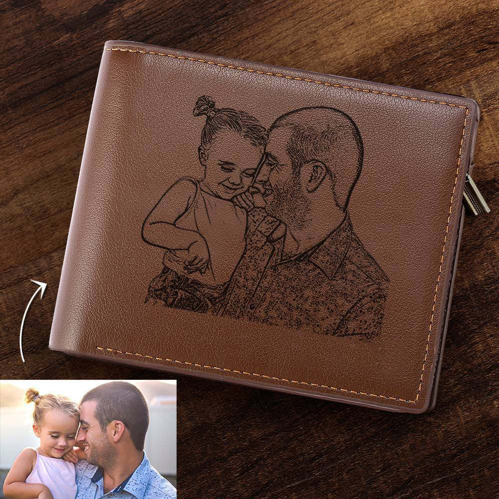 Sonderangebote -Vatertags Geschenke Kundenspezifische Foto Gravierte Brieftasche
