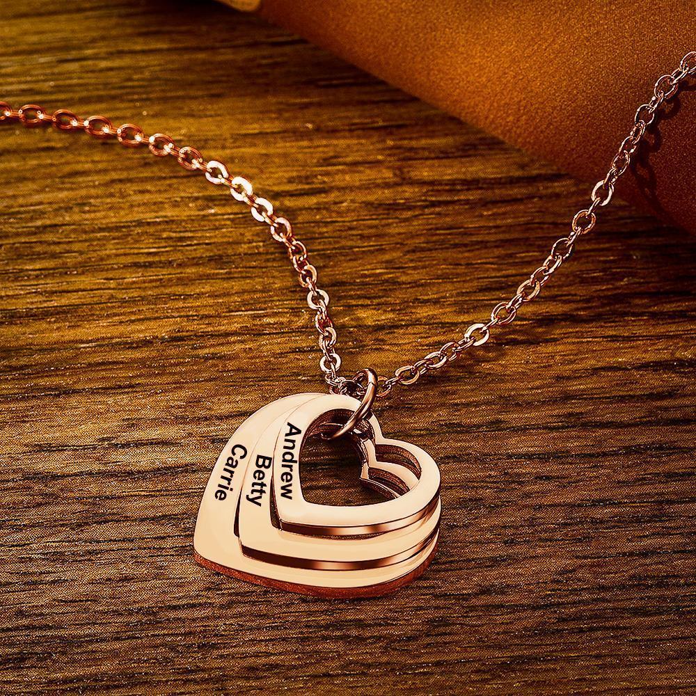 Kundenspezifisch gravierte Halskette Disc Halskette Herzförmige Roségold-Farbgeschenke für Sie