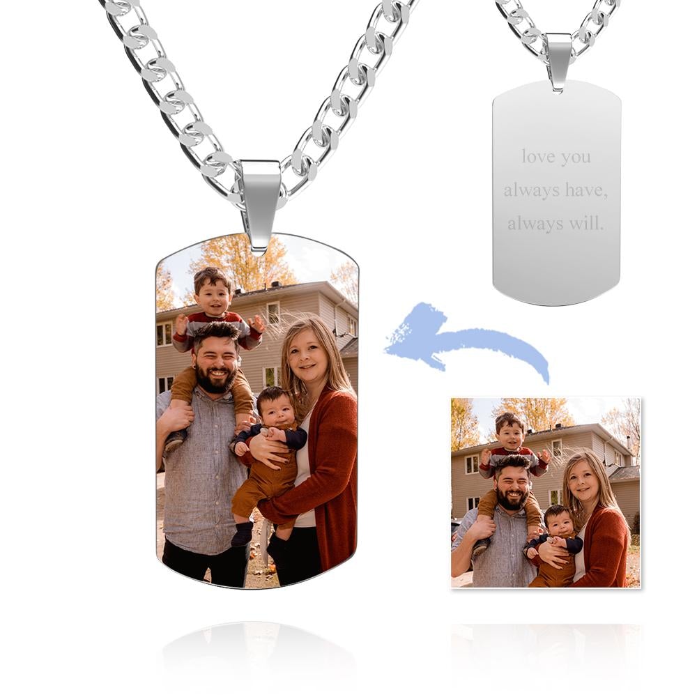 Herren Fotoanhänger Halskette Mit Gravur Edelstahl Geschenke Für Die Familie