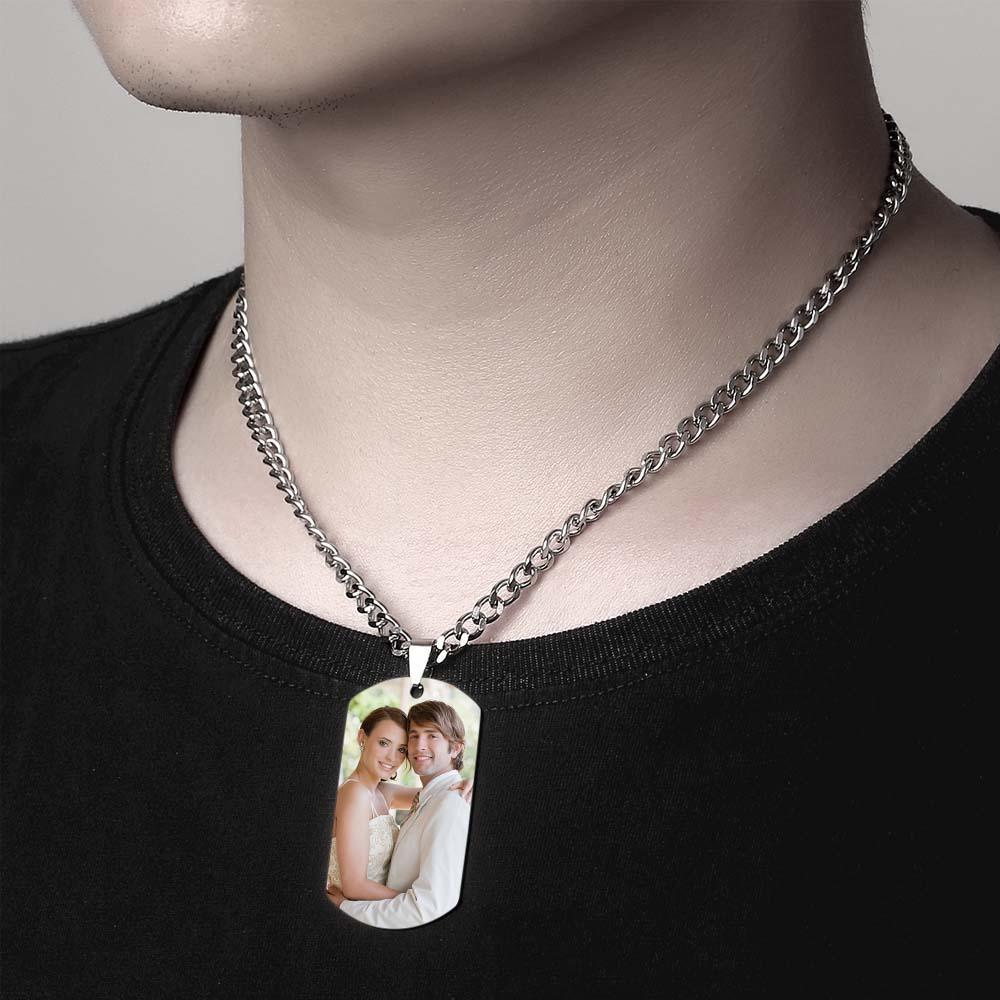 Herrenhalskette Gravierte Halskette Foto Musik Code Halskette Optional Style Geschenke Für Ihn - soufeelde
