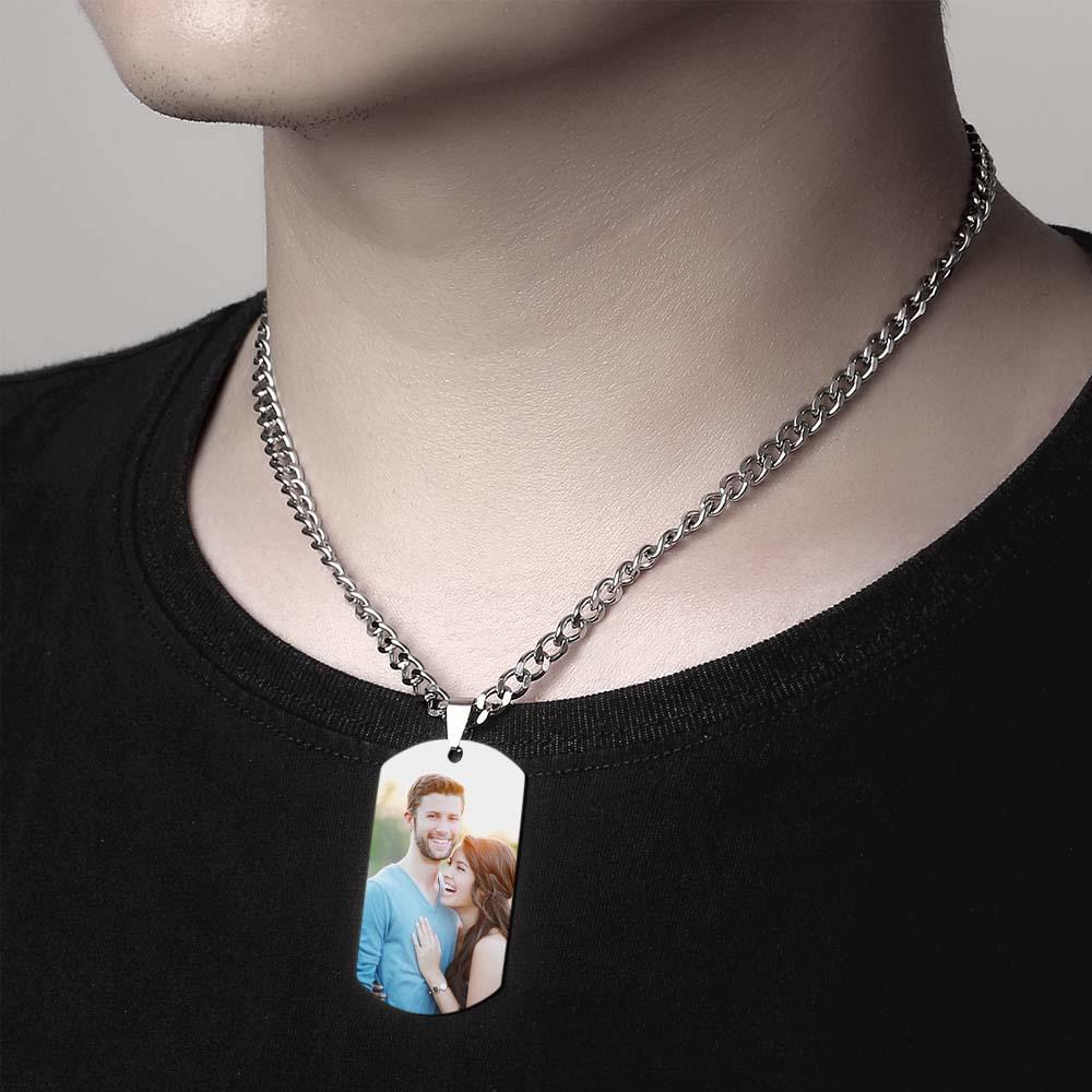Herrenhalskette Gravierte Halskette Foto Musik Code Halskette Optional Style Geschenke Für Ihn - soufeelde