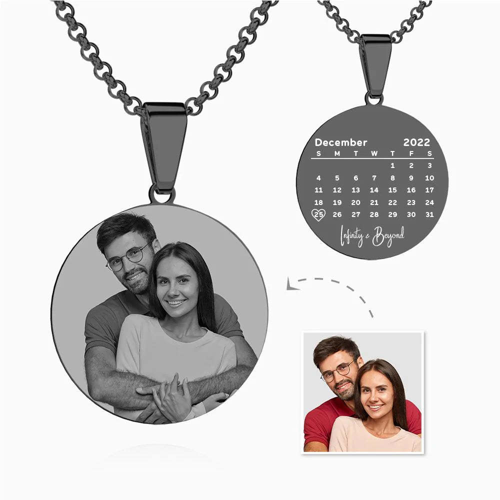 Kundenspezifisches Schwarzes Filter-romantisches Foto-halsketten-edelstahl-valentinsgruß-geschenk Für Paare - soufeelde