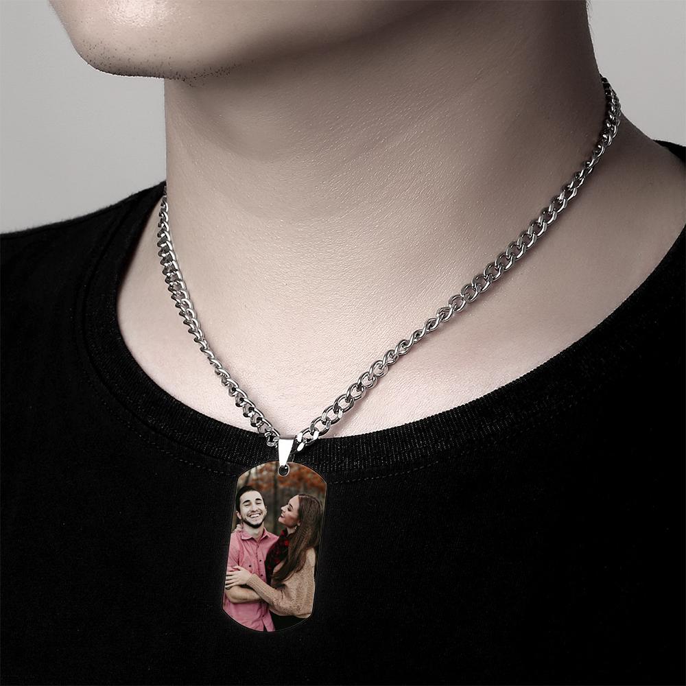 Personalisierte Foto-halskette, Spotify-code-halskette, Doge-tag-halskette Für Herren - soufeelde