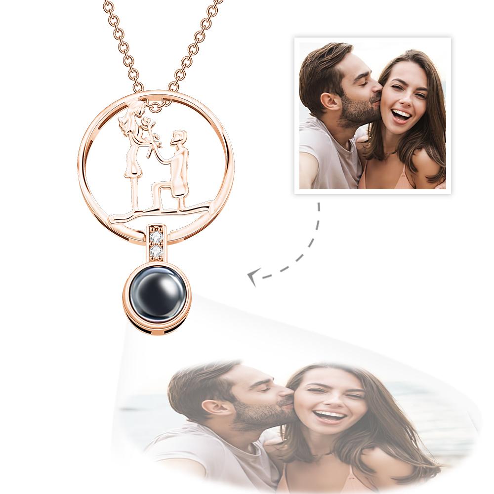 Personalisierte Fotoprojektionskette S925 Silber Anhänger Romantisches Geschenk Für Heiratsantrag - soufeelde