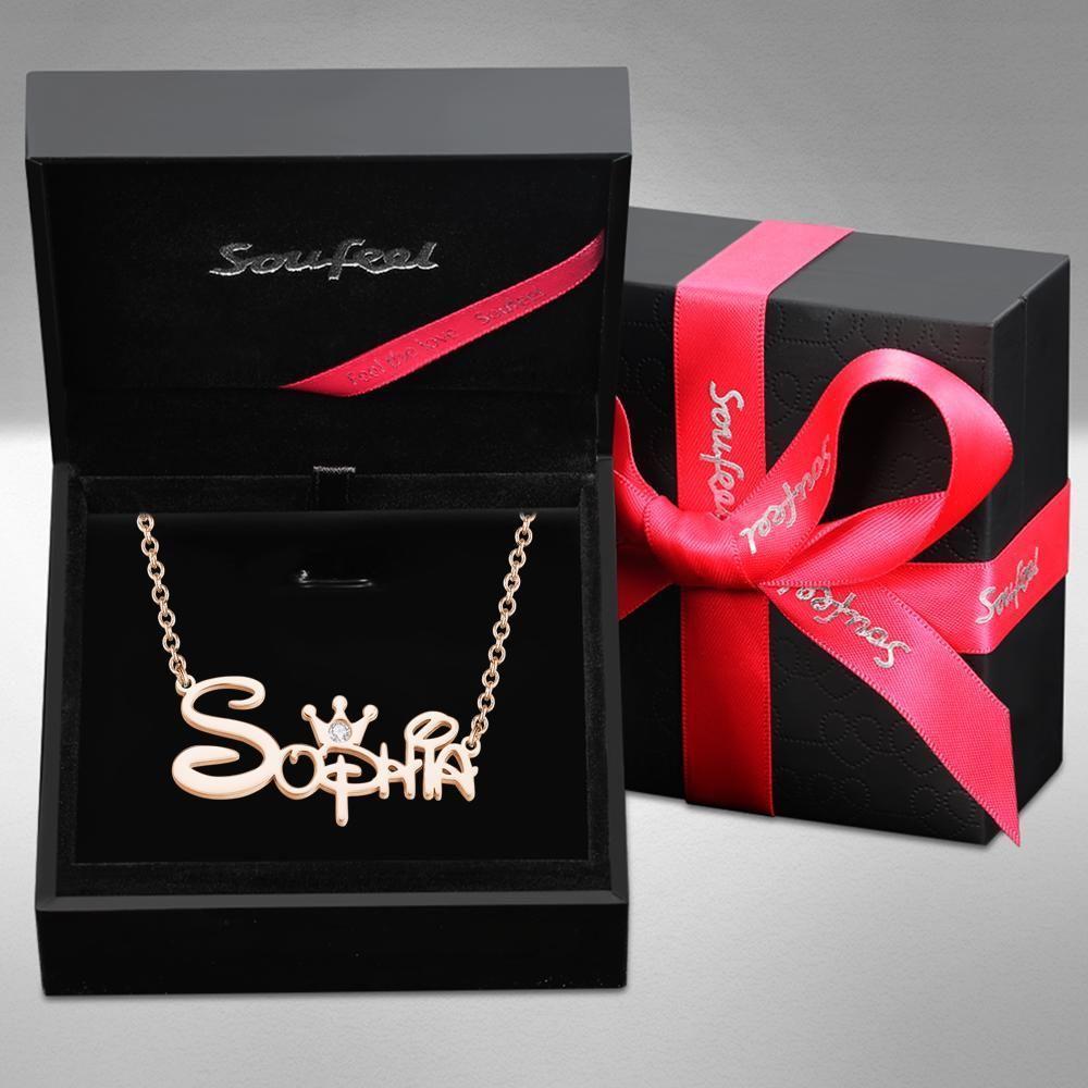 Name Halskette Prinzessin Halskette mit Krone Andenken Geschenke Rose Vergoldet namenskette