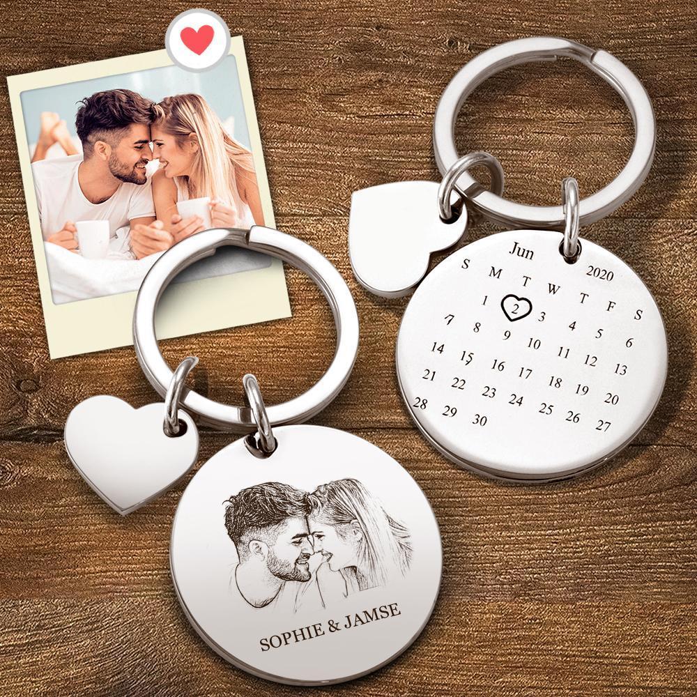 Individueller Kalender Schlüsselanhänger Foto Schlüsselanhänger Paar Geschenk Hochzeit Memorial Schlüsselanhänger
