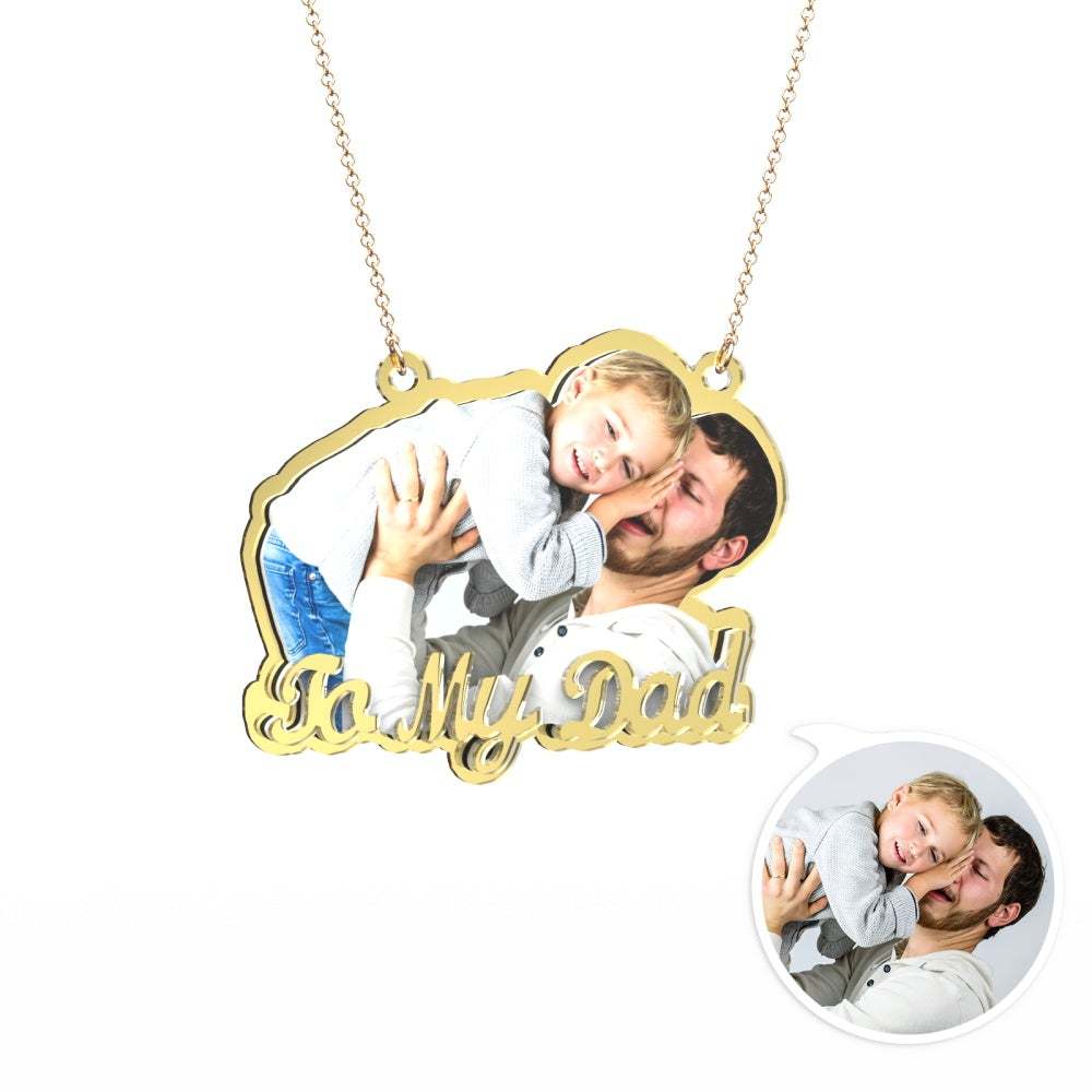 Personalisierte Goldkette Mit Fotogravur. Exquisites Vatertags-halskettengeschenk Für V?ter - soufeelde