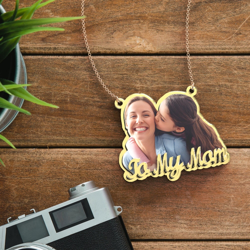 Personalisierte Goldhalskette Mit Fotogravur Exquisite Halskette Zum Muttertag Als Geschenk Für Mütter - soufeelde