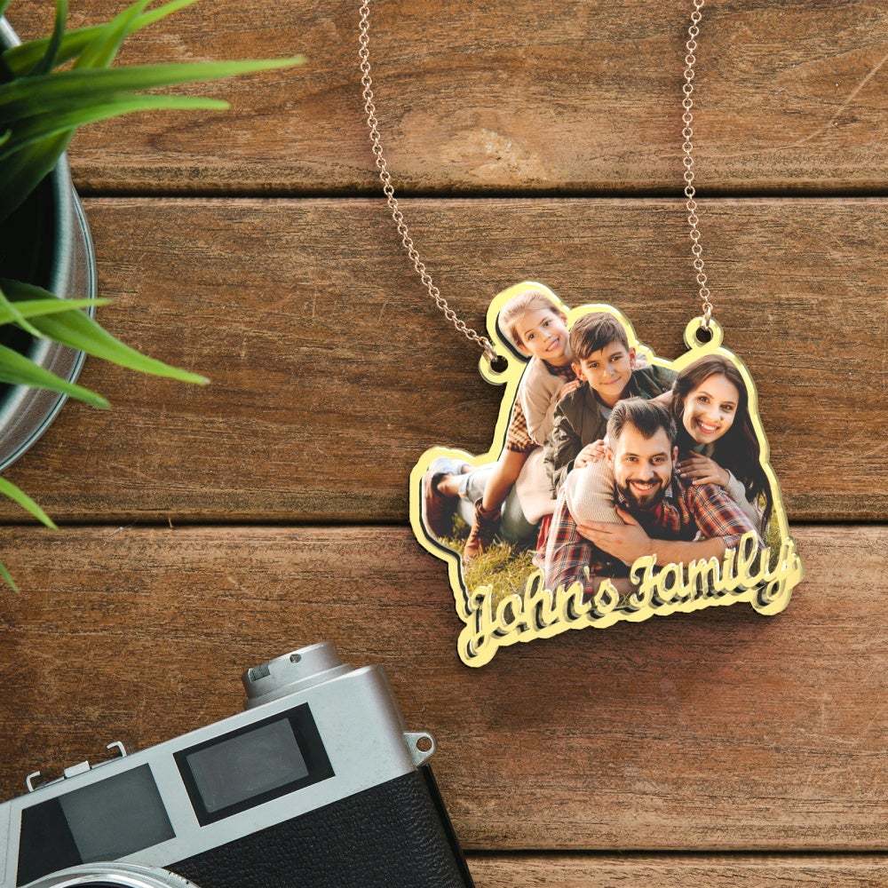 Personalisierte Goldhalskette Mit Fotogravur Exquisite Benutzerdefinierte Familienhalskette Geschenk Für Die Familie - soufeelde