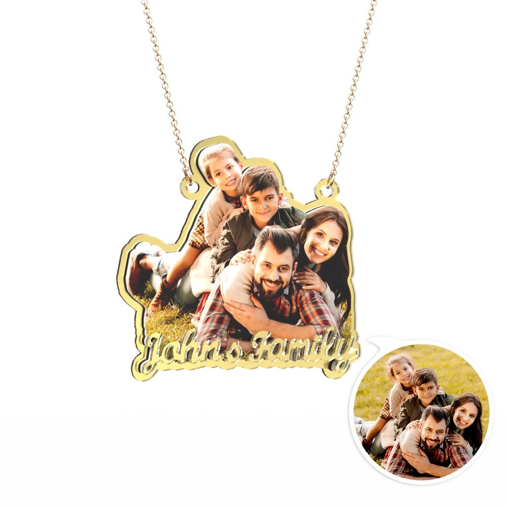 Personalisierte Goldhalskette Mit Fotogravur Exquisite Benutzerdefinierte Familienhalskette Geschenk Für Die Familie - soufeelde