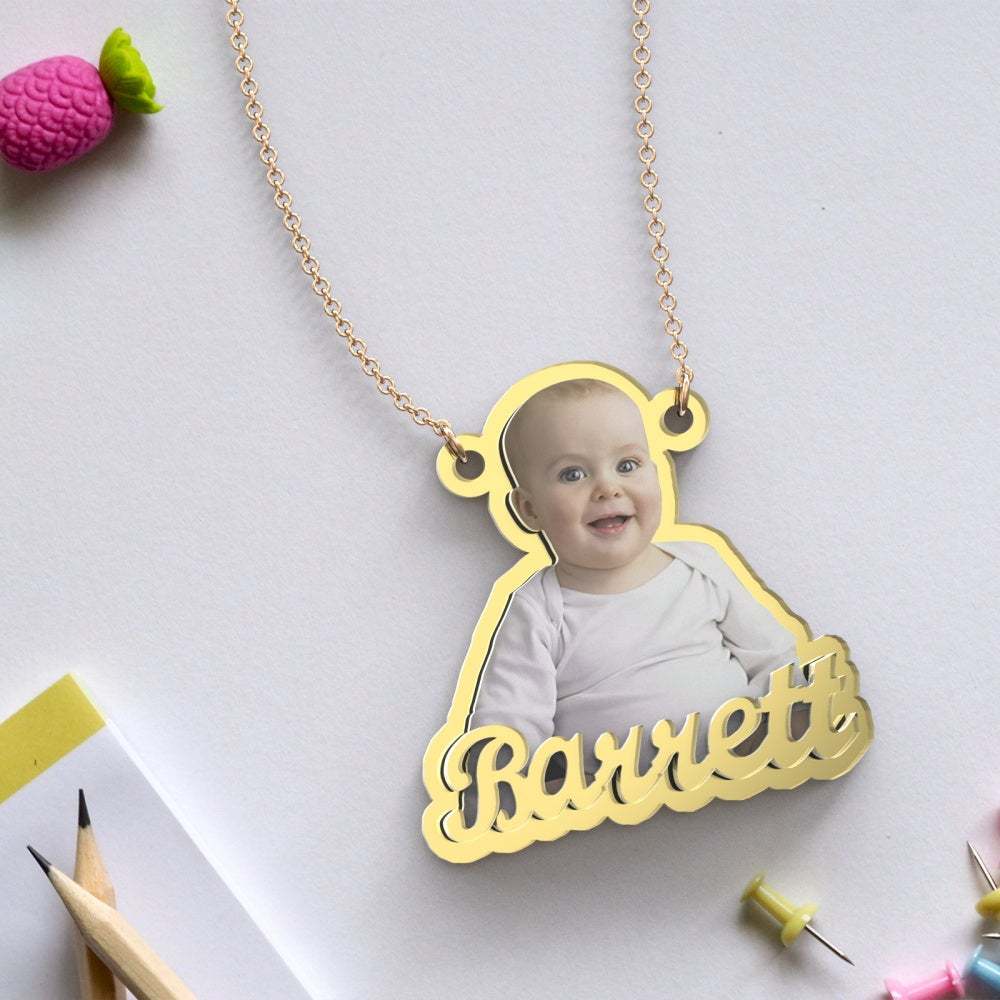 Personalisiertes Foto Gravierte Goldhalskette Exquisites Kundenspezifisches Baby-halsketten-geschenk Für Baby - soufeelde