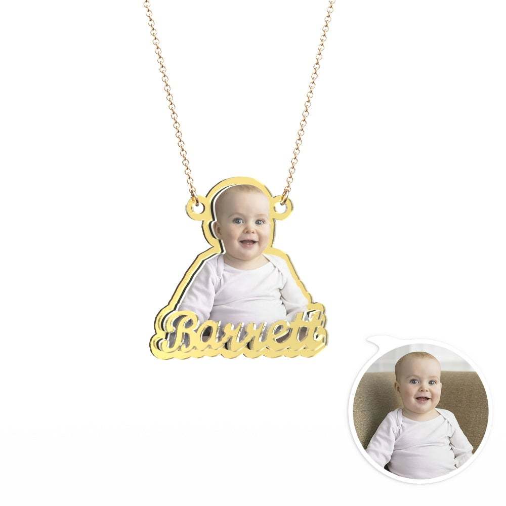 Personalisiertes Foto Gravierte Goldhalskette Exquisites Kundenspezifisches Baby-halsketten-geschenk Für Baby - soufeelde