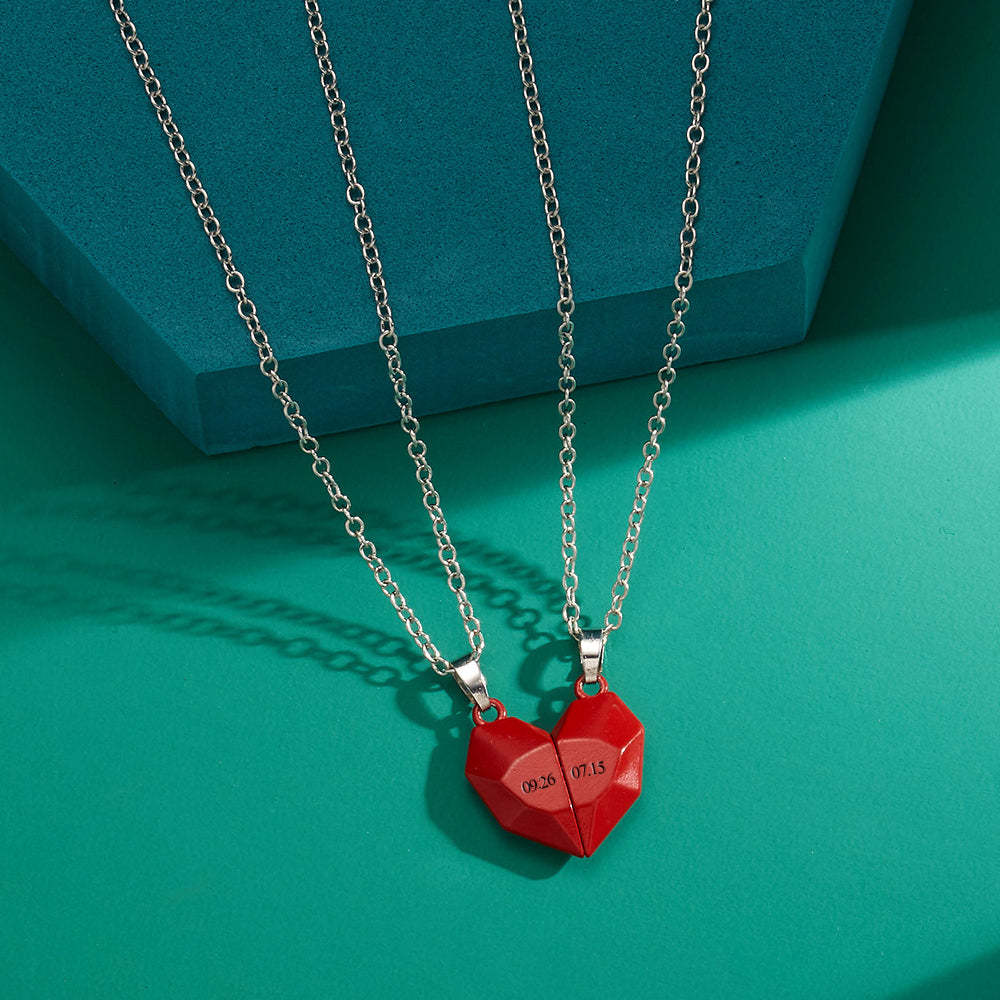 Personalisierte Zwei Seelen Ein Herz Anhänger Magnet Halsketten Für Paar Halskette Jahrestagsgeschenke - soufeelde