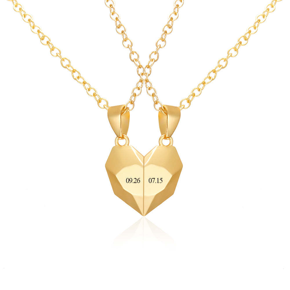 Personalisierte Zwei Seelen Ein Herz Anhänger Magnet Halsketten Für Paar Halskette Jahrestagsgeschenke - soufeelde