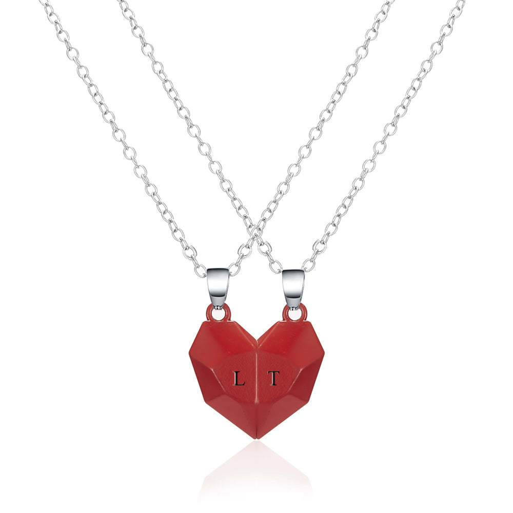 Personalisierte Zwei Seelen Ein Herz Anhänger Halsketten Für Paare, Die Stein Magnetische Paare Halskette Geschenke Wünschen - soufeelde