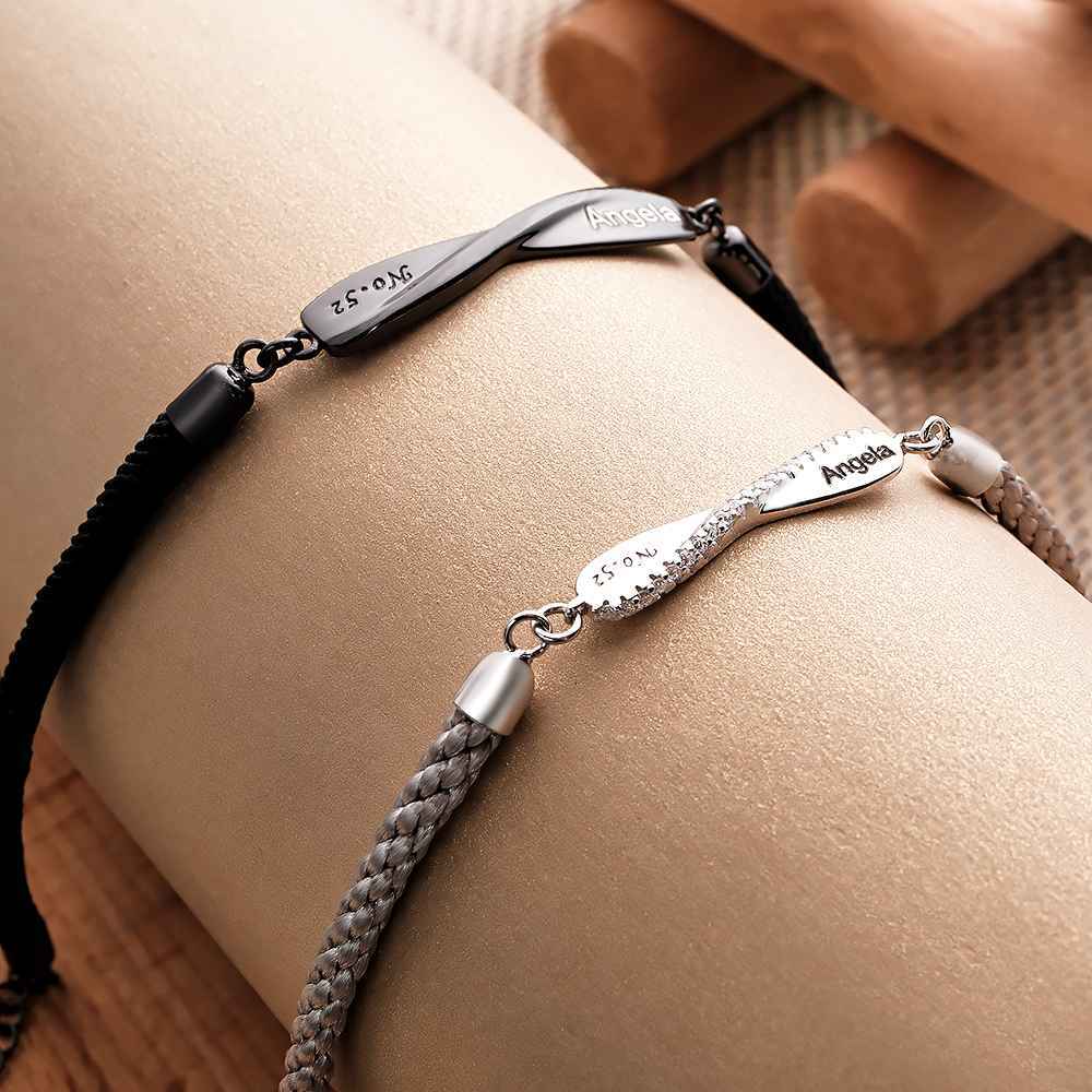 Graviertes Mobius-paar-armband Personalisiertes Geflochtenes Armband Valentinstagsgeschenke - soufeelde
