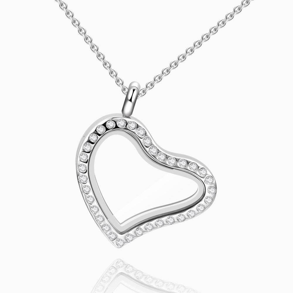 Herz mit kristall schwimmende Medaillon Halskette Legierung