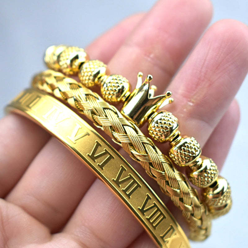 Luxus-kronen-armband-set Klassisches Königliches Herrenarmband In 4 Farben Perfektes Geschenk Für Männer - soufeelde