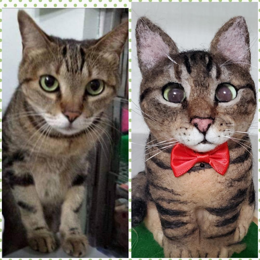 Benutzerdefinierte Nadel Gefilzt Katze Körper, Filz Katze Portrait Memorial Geschenk, Katze-liebhaber-geschenk - soufeelde