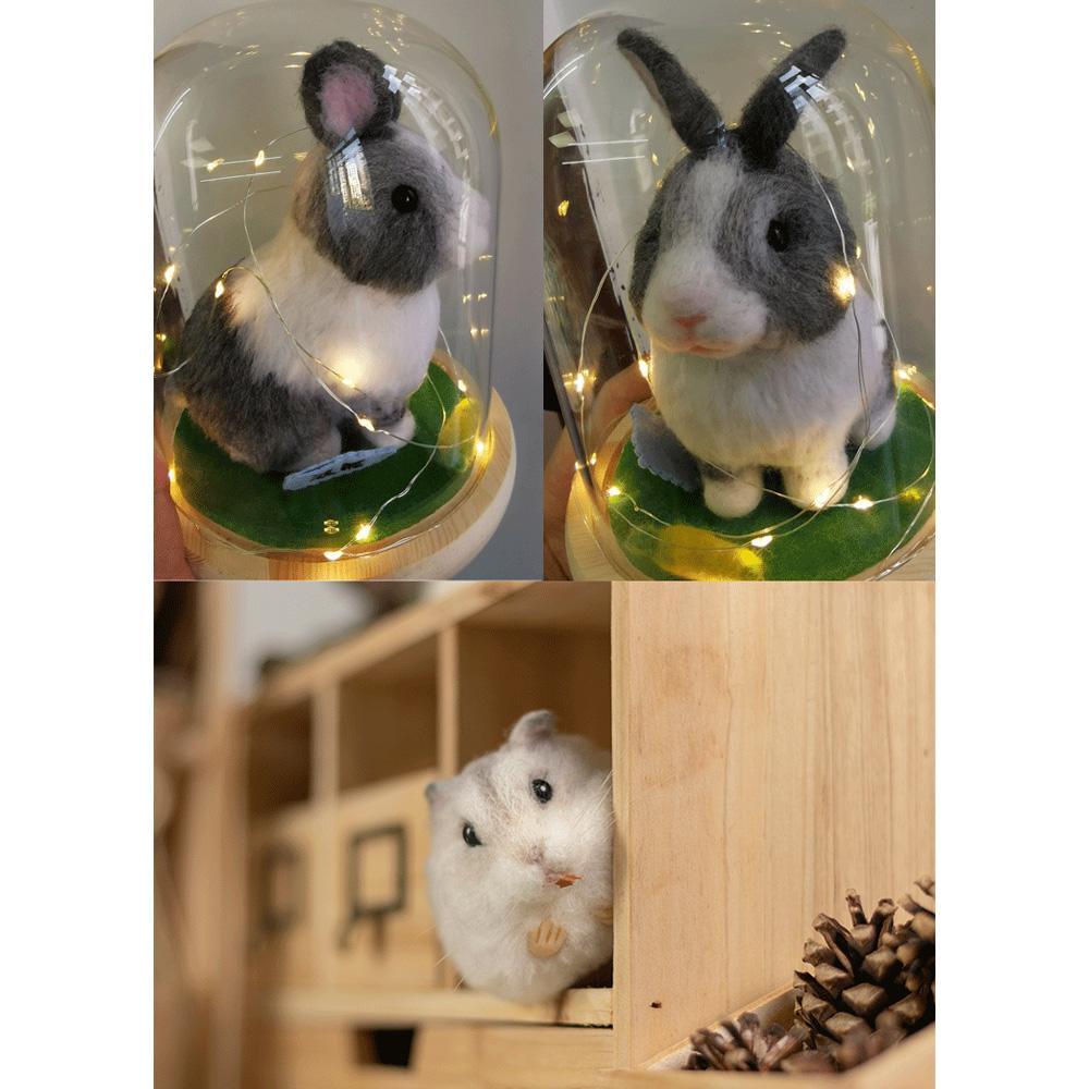 Benutzerdefinierte Nadel Gefilzter Hase, Personalisiertes Kaninchengeschenk, Fertiges Produkt Mit Kostenloser Geschenkbox - soufeelde