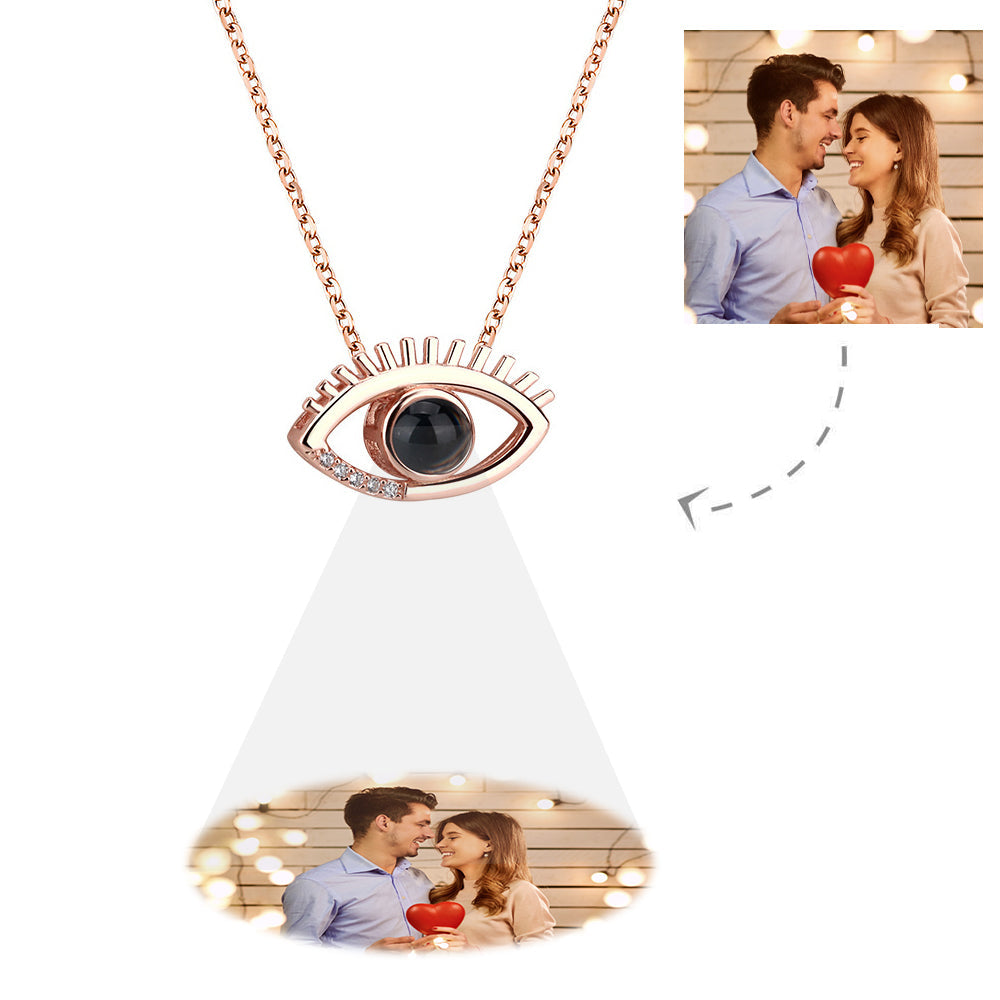 Kundenspezifische Projektions-halskette Liebes-augen-form-foto-halsketten-geschenk Für Sie - soufeelde