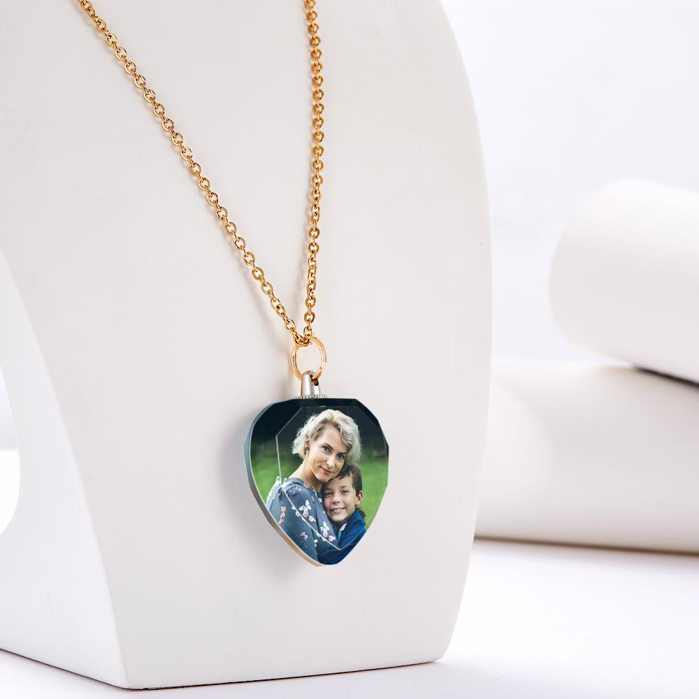 Kundenspezifische Foto-herz-geformte Kristallhalskette Personalisierte Charme-anhänger-muttertagsgeschenke - soufeelde