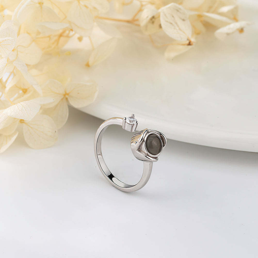 Benutzerdefinierte Ich Liebe Dich In 100 Sprachen Projektionsfoto Verstellbarer Ring Rosenförmiges Geschenk Für Sie - soufeelde