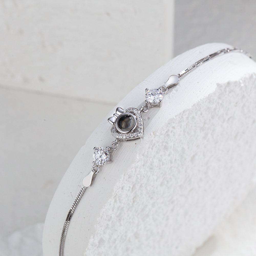Benutzerdefinierte Projektion Armband Schleife Herzform Foto Armband Geschenk Für Sie - soufeelde