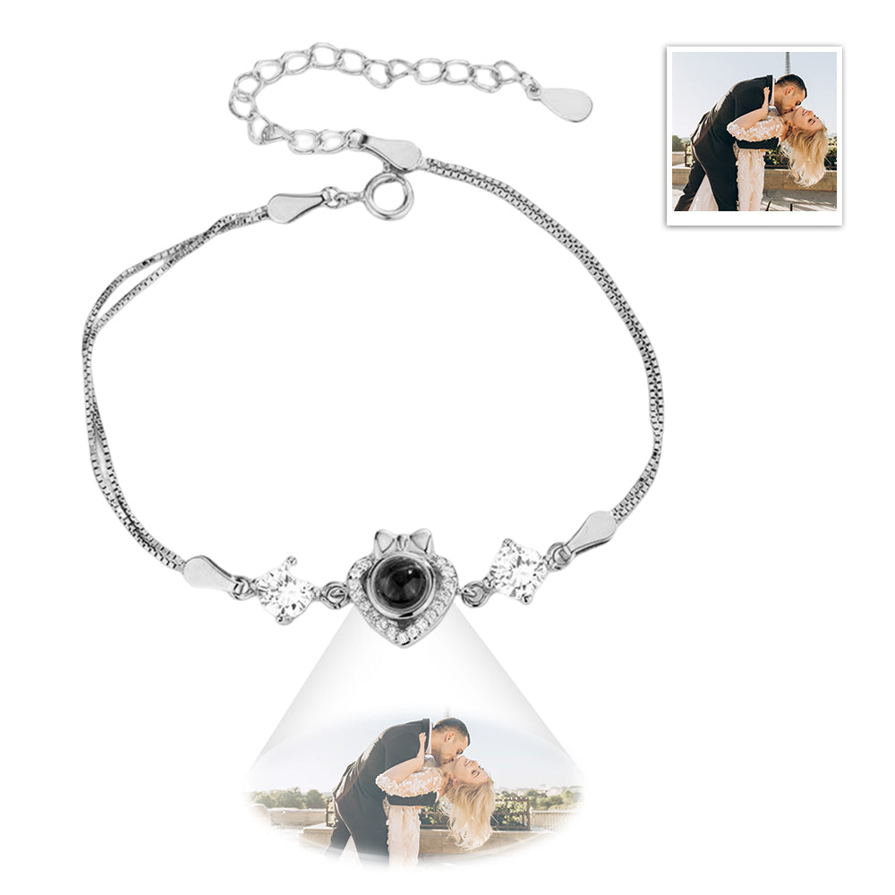 Benutzerdefinierte Projektion Armband Schleife Herzform Foto Armband Geschenk Für Sie - soufeelde
