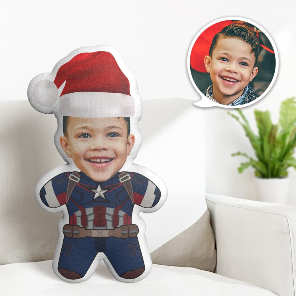 Weihnachtsgeschenk Benutzerdefinierte Captain America Minime Kissen Benutzerdefinierte Gesicht Kissen Personalisierte Marvel Minime Kissen - soufeelde