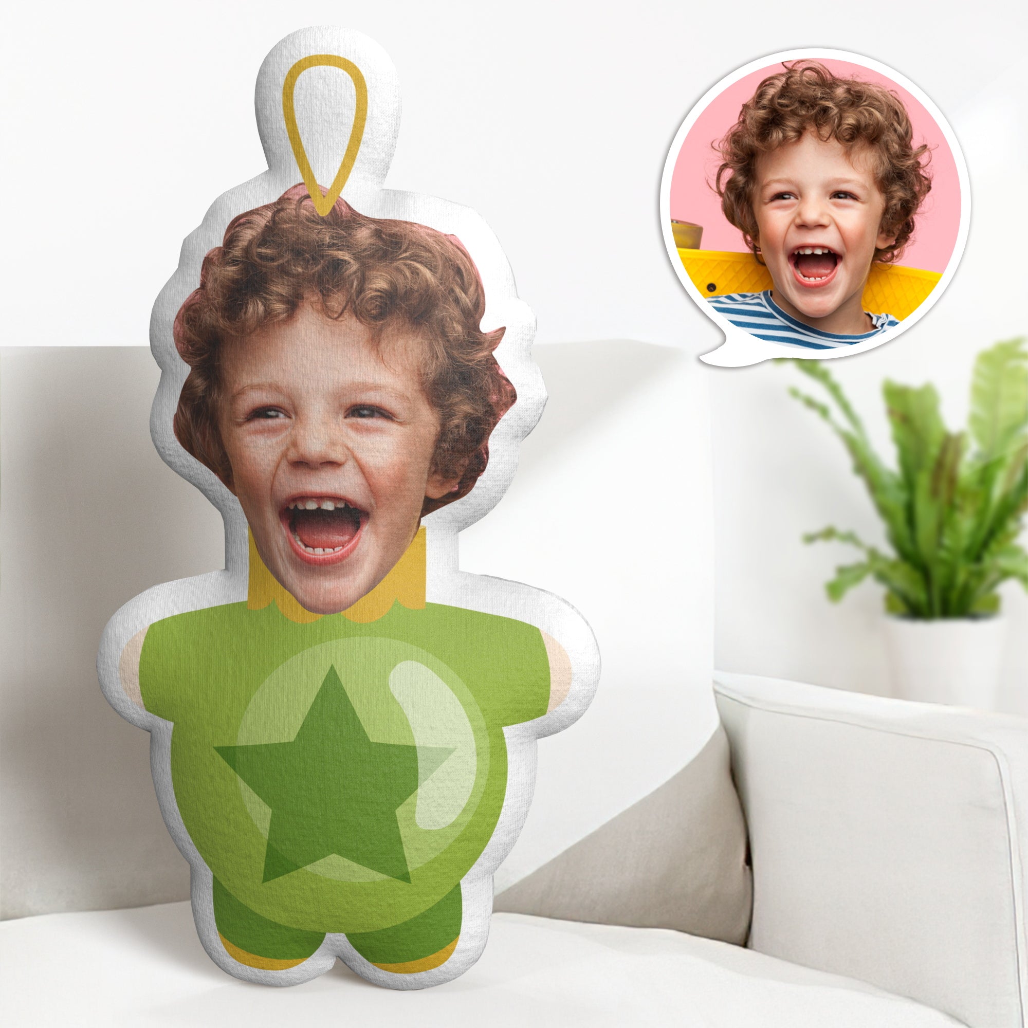 Personalisiertes Gesicht Minime Wurfs-kissen Kundenspezifisches Weihnachtslicht-karikatur-wurfs-kissen - soufeelde