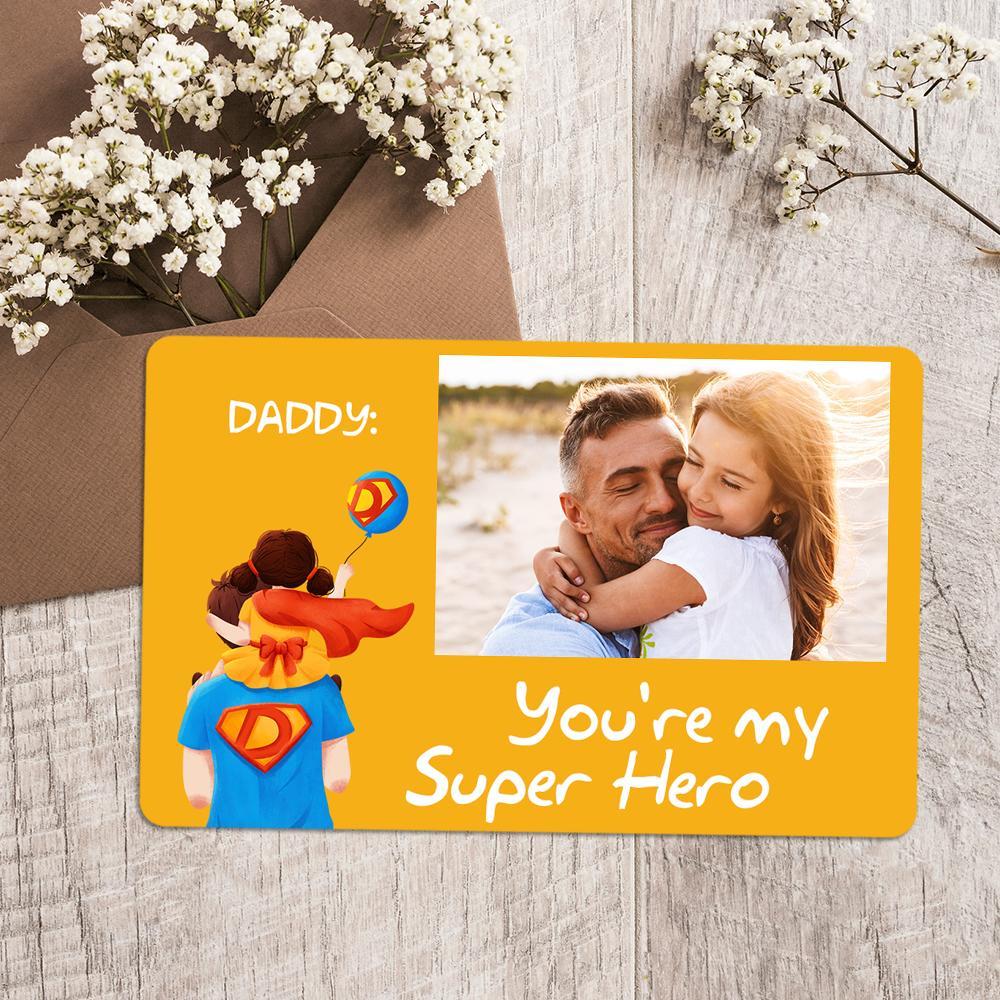 Personalisierte Foto-geldbörsen-einsteckkarte, Superhelden-vater-karte - soufeede