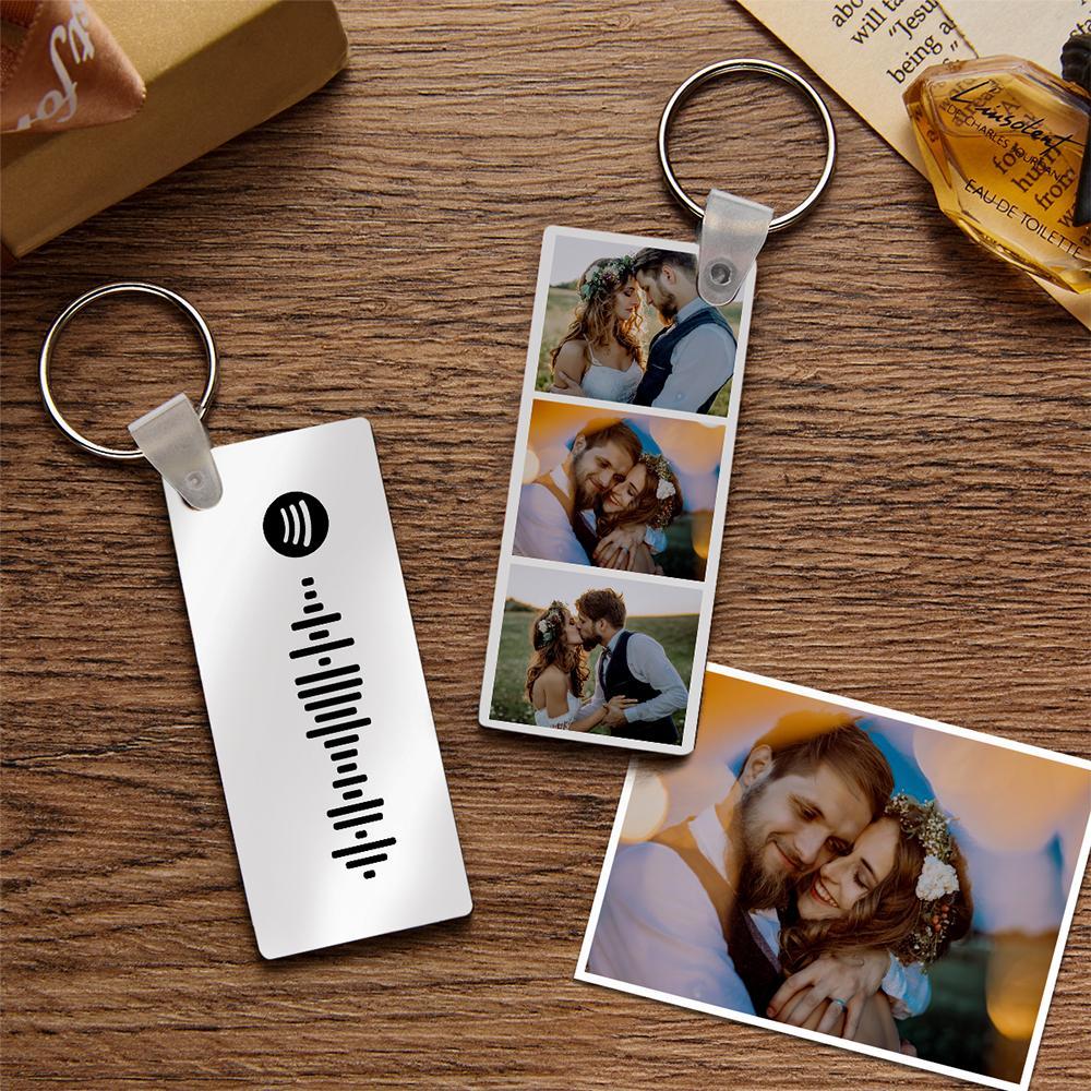 Spotify Code Schlüsselanhänger Individuelles Foto Doppelseitige Personalisierte Geschenke Schwarz