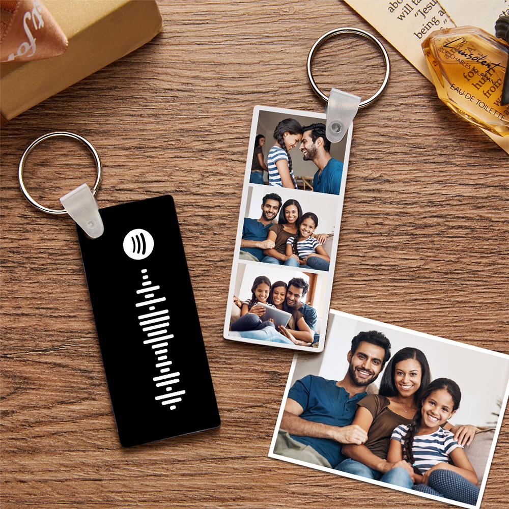 Spotify Code Schlüsselanhänger Individuelles Foto Doppelseitige Personalisierte Geschenke Blau