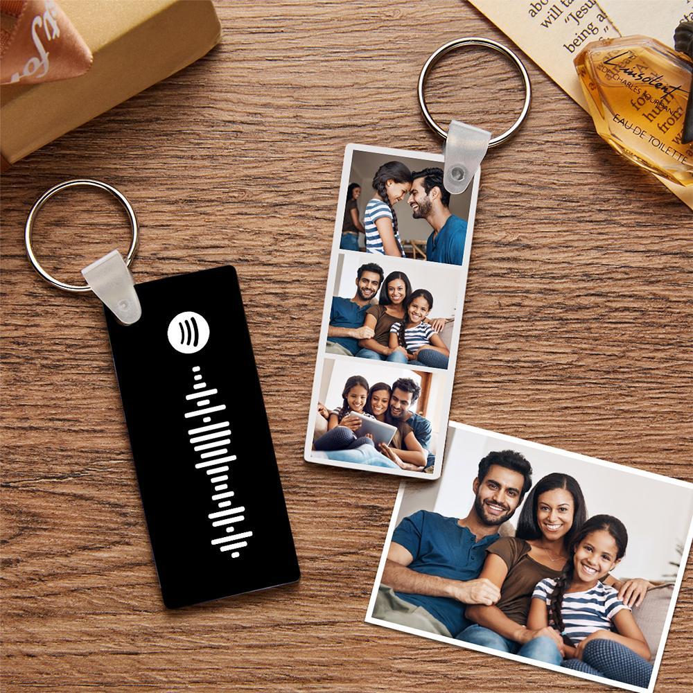 Spotify Code Schlüsselanhänger Individuelles Foto Doppelseitige Personalisierte Geschenke Schwarz