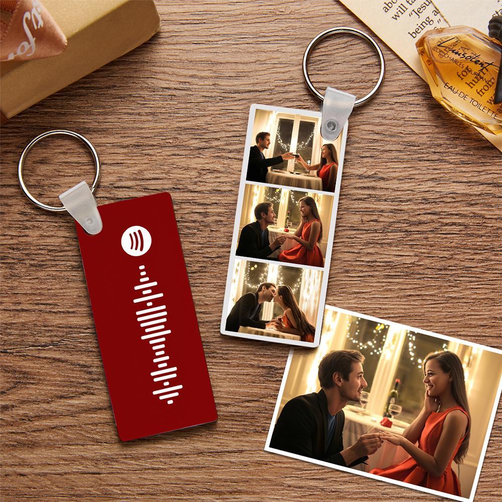 Spotify Code Schlüsselanhänger Individuelles Foto Doppelseitige Personalisierte Geschenke Schwarz