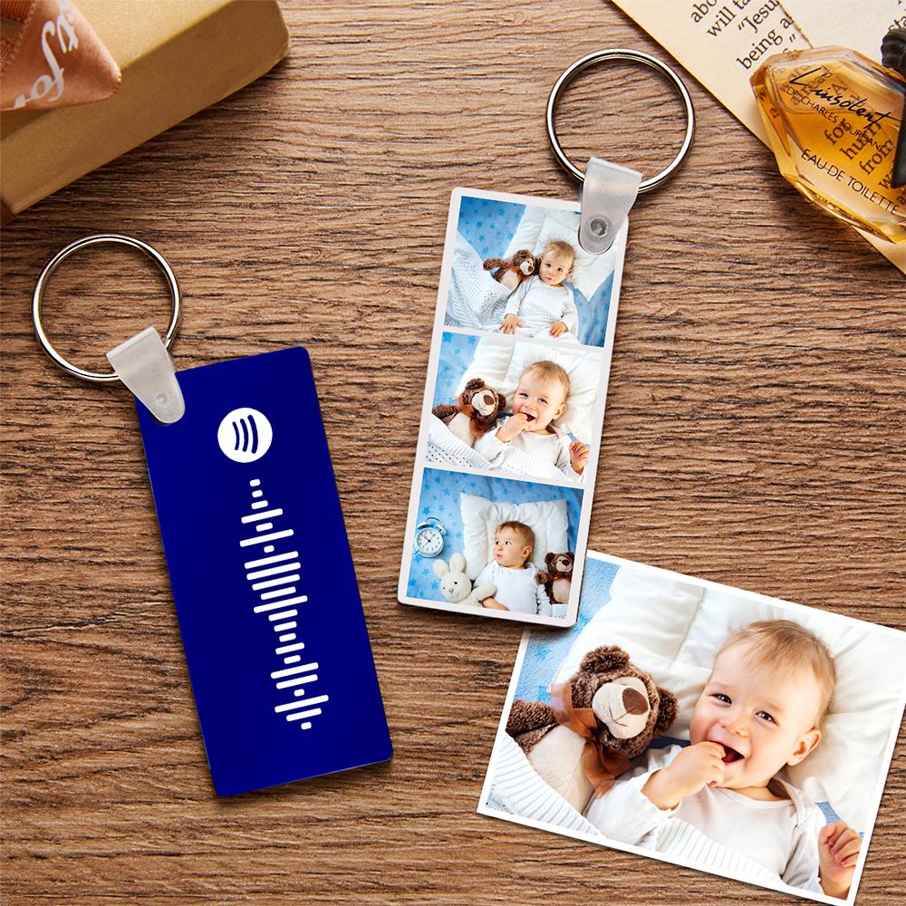 Spotify Code Schlüsselanhänger Individuelles Foto Doppelseitige Personalisierte Geschenke Schwarz