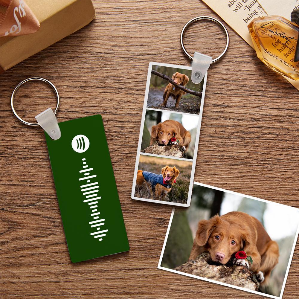 Spotify Code Schlüsselanhänger Individuelles Foto Doppelseitige Personalisierte Geschenke Schwarz