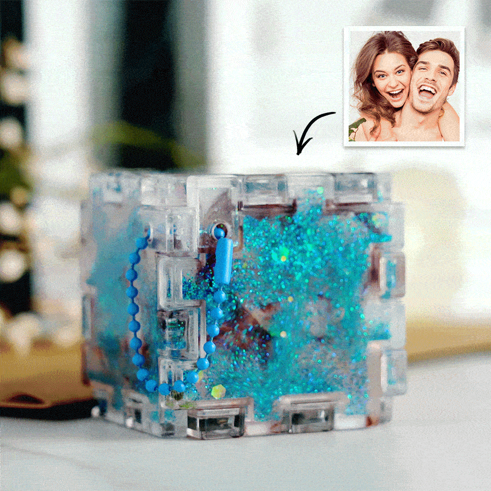 Benutzerdefinierte Foto Quicksand rubic's Cube Schlüsselanhänger Personalisierte Fotos Schlüsselanhänger Lustiges Geschenk - soufeede