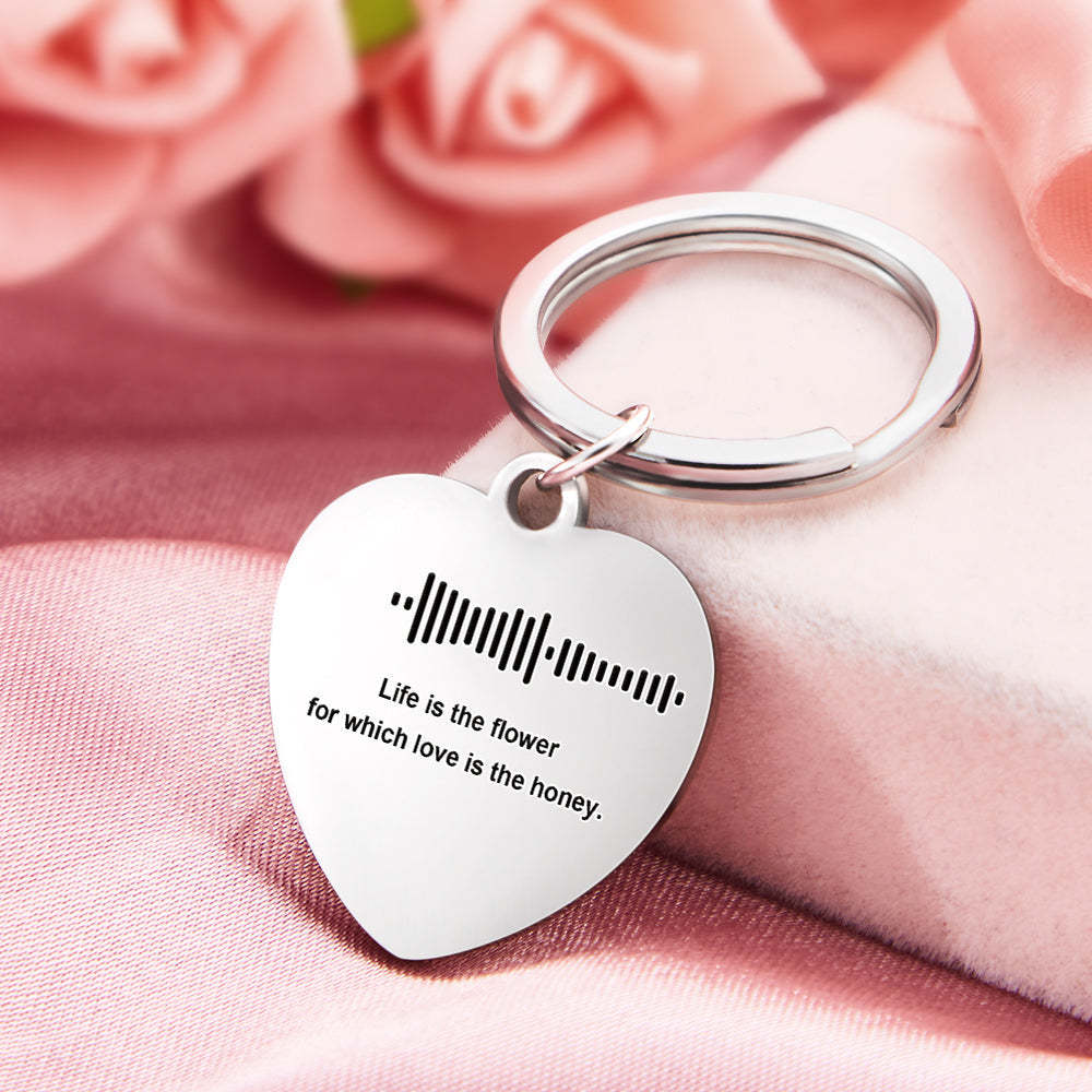 Anpassbarer Scan-musik-schriftzug Schlüsselanhänger Personalisiertes Herz-schlüsselanhänger-valentinstag-geschenk - soufeelde