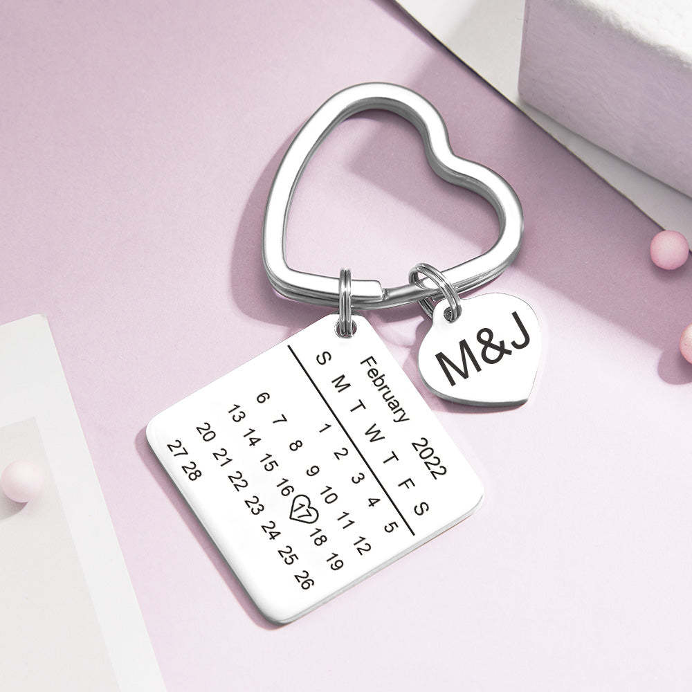 Personalisierter Gravierter Kalender Schlüsselanhänger Herz Schlüsselanhänger Save The Date Schlüsselanhänger Kreatives Geschenk