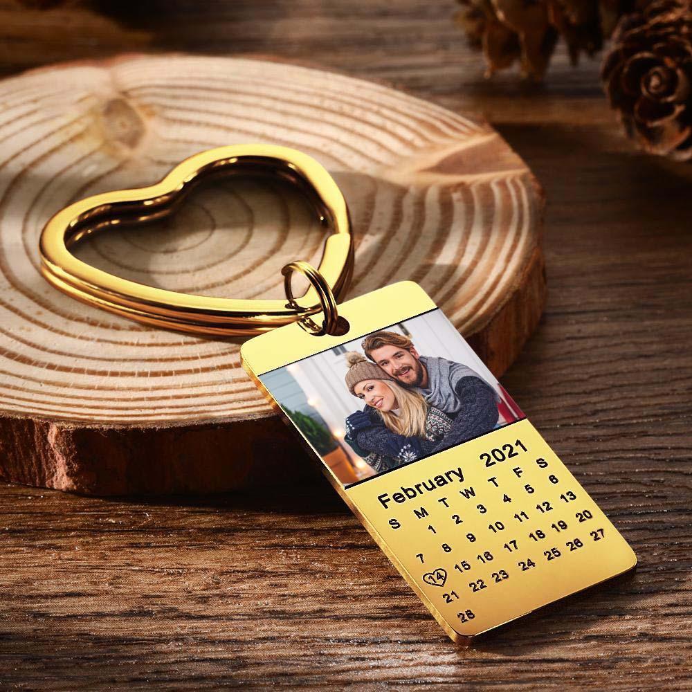 Kundenspezifischer Foto-schlüsselanhänger Kalender-schlüsselanhänger Silberfarbe Mit Herz-foto-schlüsselanhänger Weihnachtsgeschenk - soufeelde