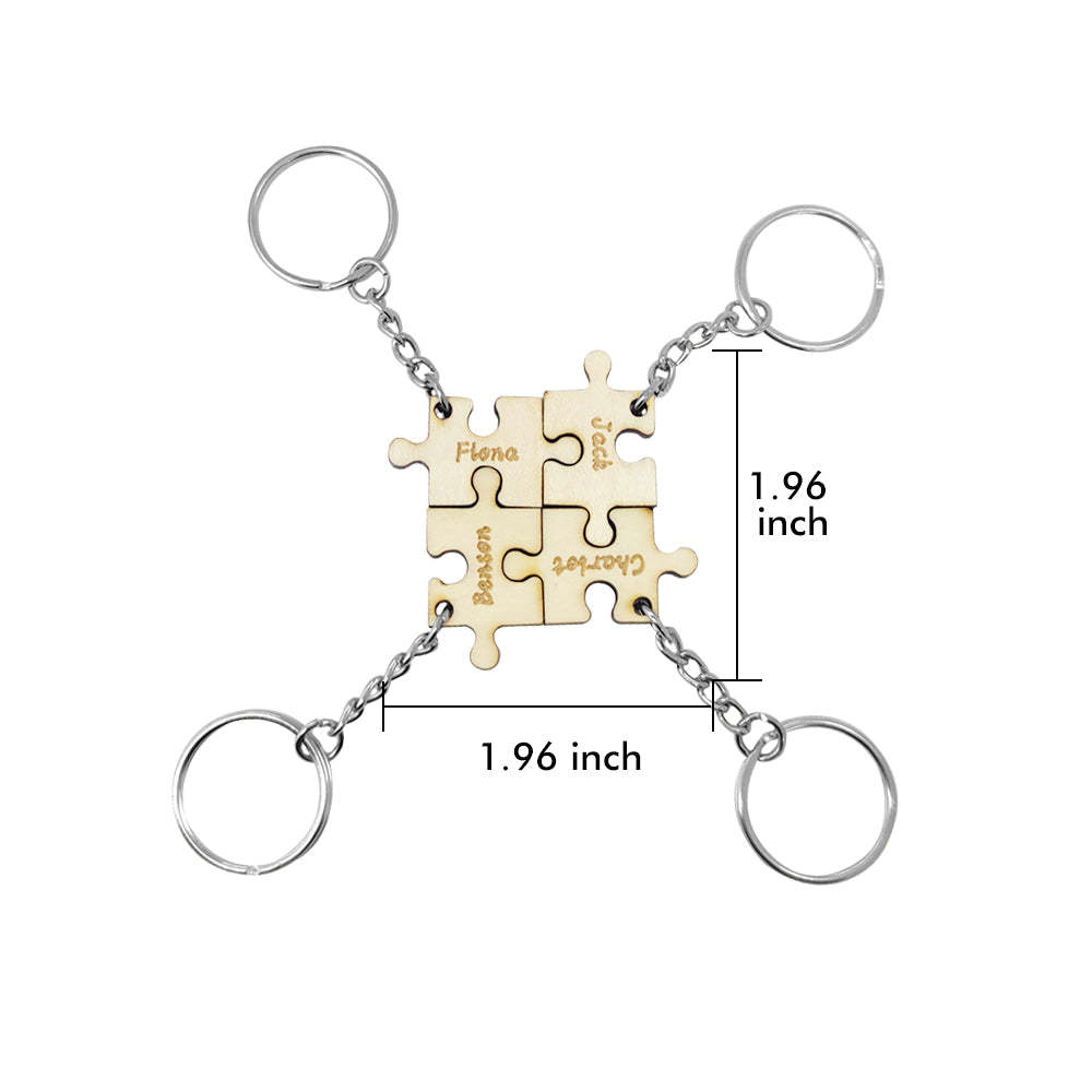 Personalisiertes Puzzle-schlüsselanhänger-set Gravierter 4-teiliger Puzzle-schlüsselanhänger Aus Holz - soufeelde